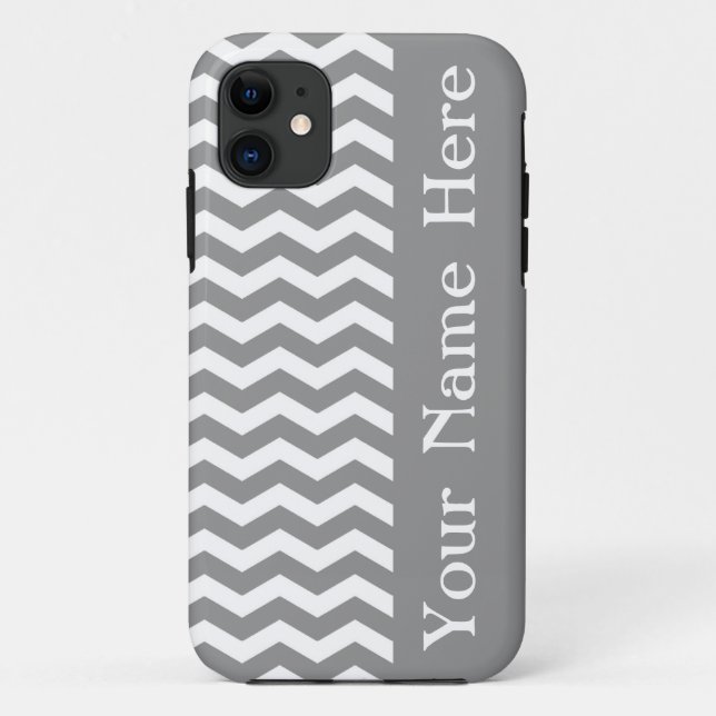 Seychelles Gray Wave Chevron with name Case-Mate iPhone Case (Back)