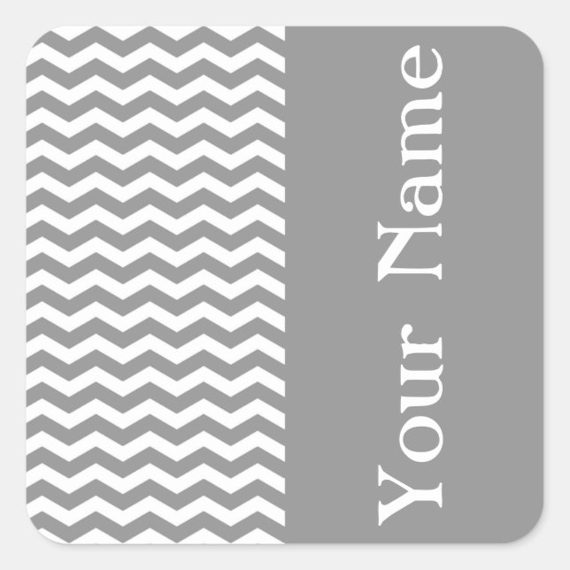 Seychelles Gray Wave Chevron with name Square Sticker (Front)