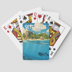 Seychelles Illustration Travel Art Vintage Poker Cards
