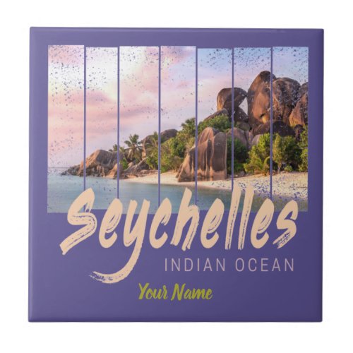 Seychelles Indian Ocean vintage sunset souvenir Ceramic Tile