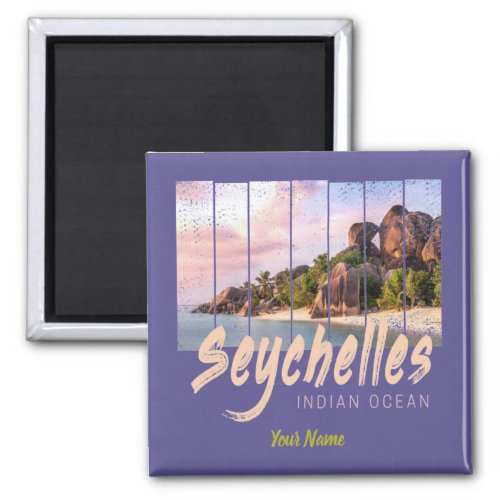 Seychelles Indian Ocean vintage sunset souvenir Magnet