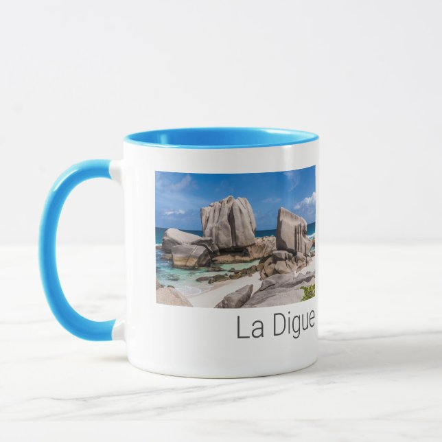 Seychelles La Digue Anse Marron Beach Vintage Mug (Left)