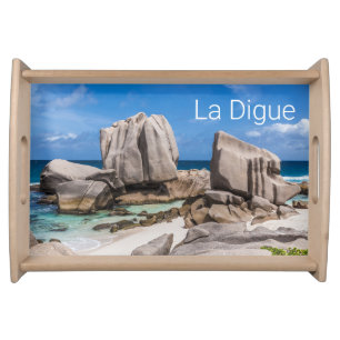 Seychelles La Digue Anse Marron Beach Vintage Serving Tray