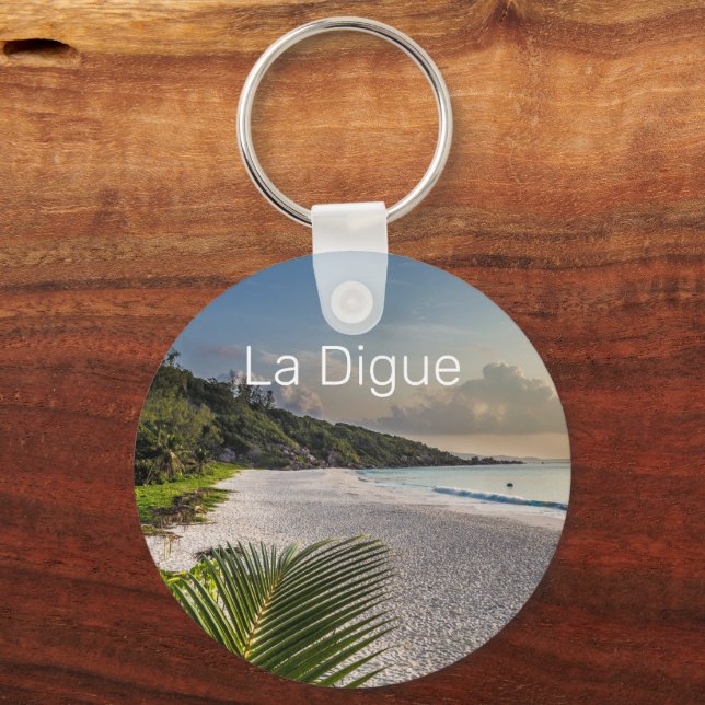 Seychelles La Digue Sunset Beach Holiday Souvenir  Keychain (Front)