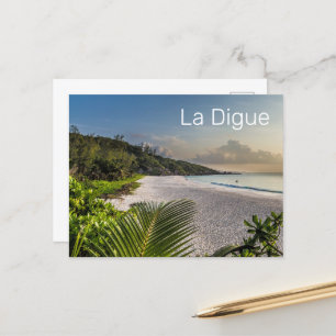 Seychelles La Digue Sunset Beach Holiday Souvenir Postcard