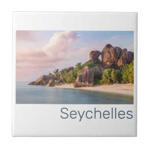 Seychelles La Digue Vintage Sunset Holiday Gift Ceramic Tile