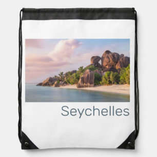 Seychelles La Digue Vintage Sunset Holiday Gift Drawstring Bag