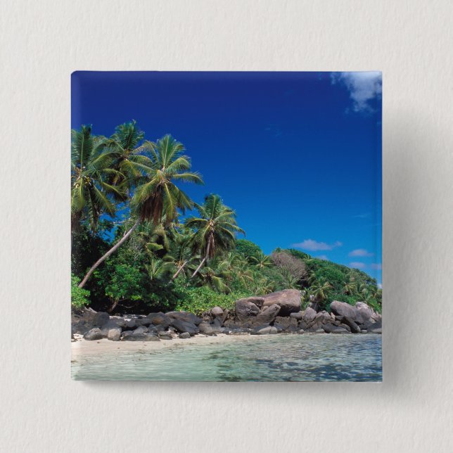 Seychelles, Mahe Island, Anse Royale Beach. 2 Pinback Button (Front)