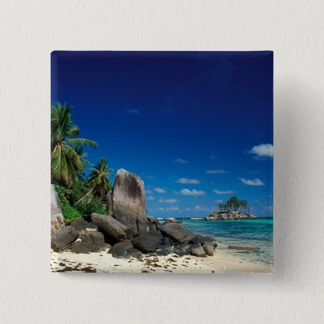 Seychelles, Mahe Island, Anse Royale Beach. Pinback Button (Front)