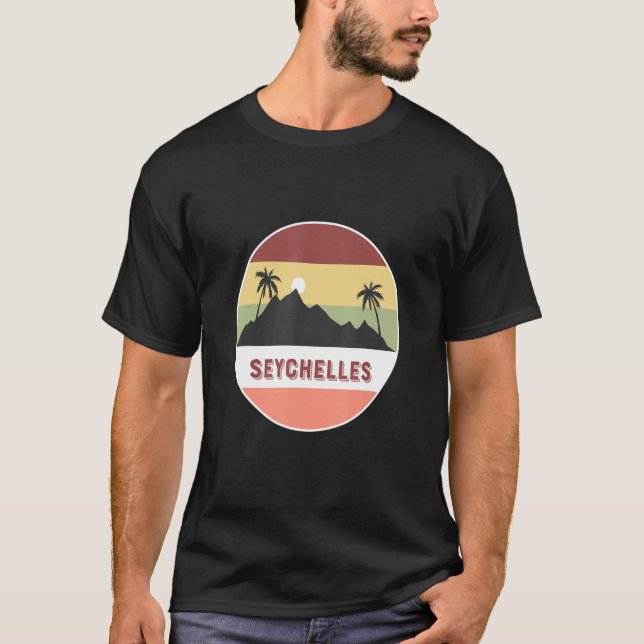 Seychelles Mountain And Palms T-Shirt (Front)
