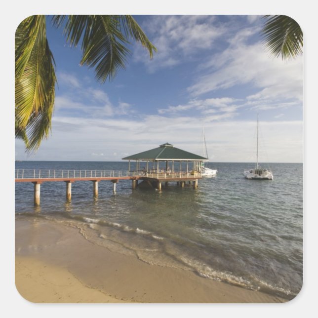 Seychelles, Praslin Island, Anse Bois de Rose, Square Sticker (Front)
