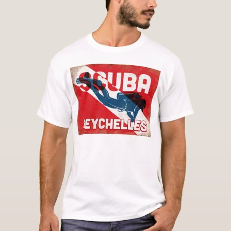 Seychelles Scuba Diver - Blue Retro T-Shirt