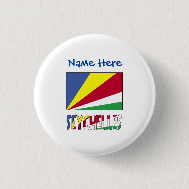 Seychelles Seychellois Flag Blue Personalization  Button (Front)