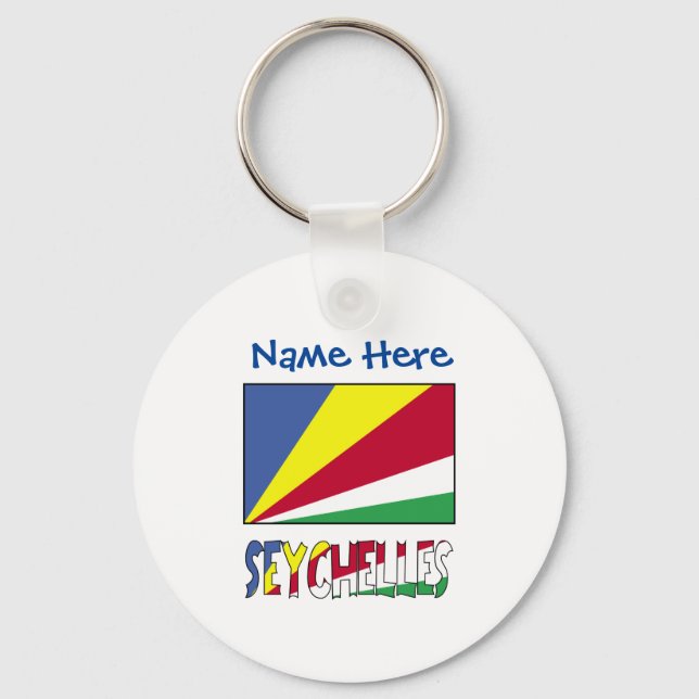 Seychelles Seychellois Flag Blue Personalization  Keychain (Front)