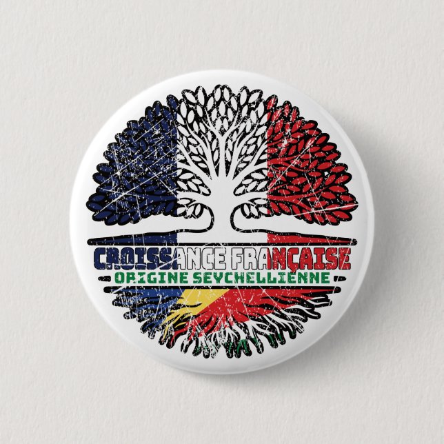 Seychelles Seychellois  French France Tree Roots Button (Front)