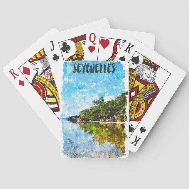Seychelles Tropical Creole Island Travel Artwork Poker Cards (Back)