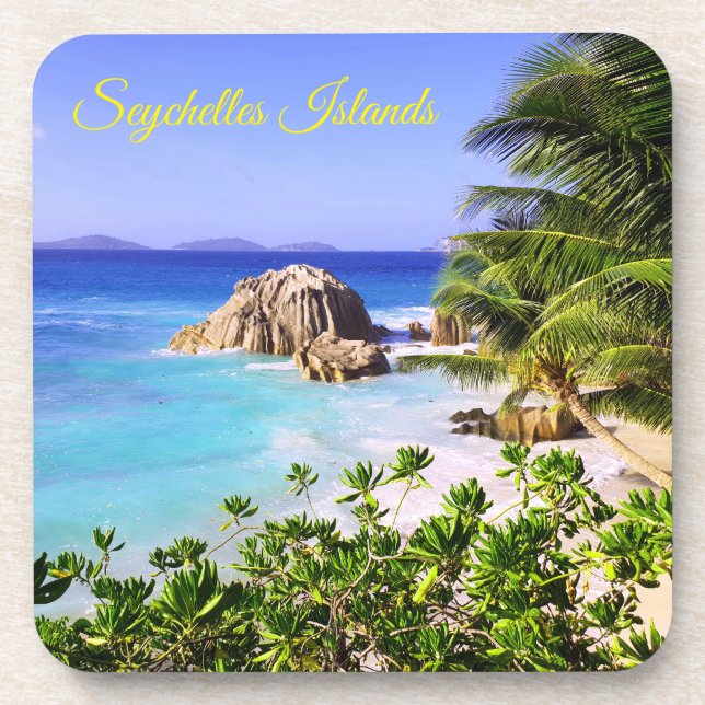 Seychelles Tropical Island Beach Beverage Coaster (Front)
