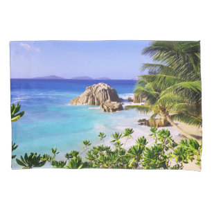Seychelles Tropical Island Beach Pillow Case