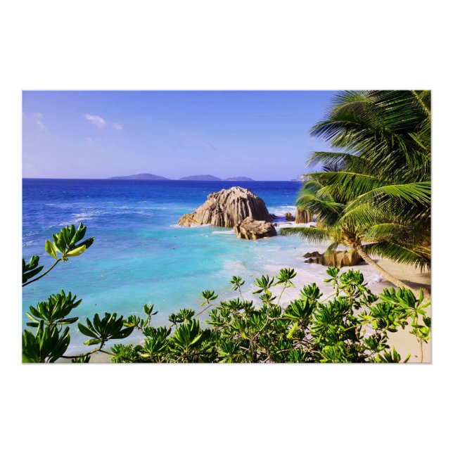 Seychelles Tropical Island Beach Poster (Front)