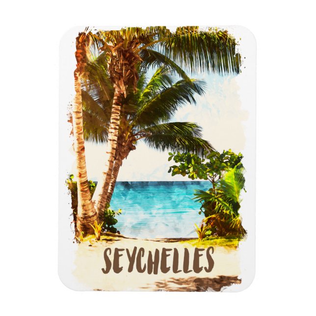 Seychelles Tropical Island Scenery View Magnet (Vertical)