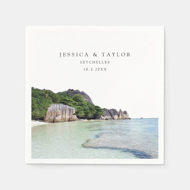 Seychelles Wedding Custom Photo Cocktail Napkins (Front)