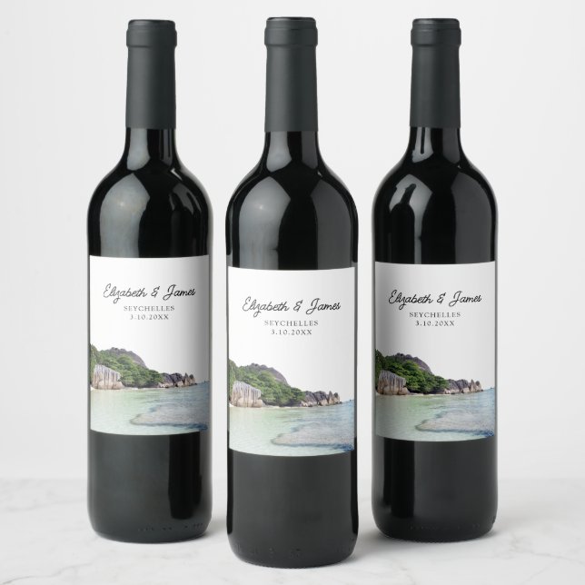 Seychelles Wedding Favor Wine Label (Bottles)