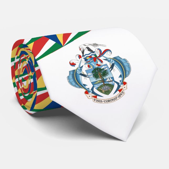 Seychellois Flag & Coat of Arms, Seychelles Neck Tie (Rolled)