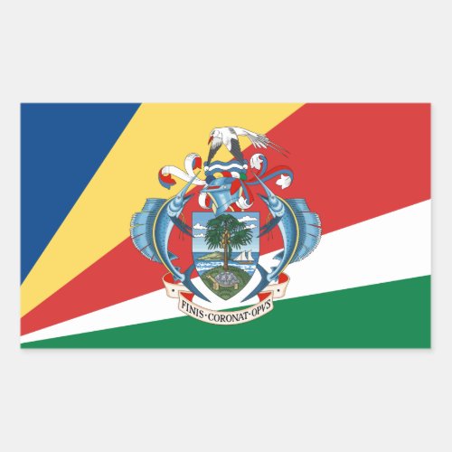Seychellois Flag  Coat of Arms Seychelles Rectangular Sticker