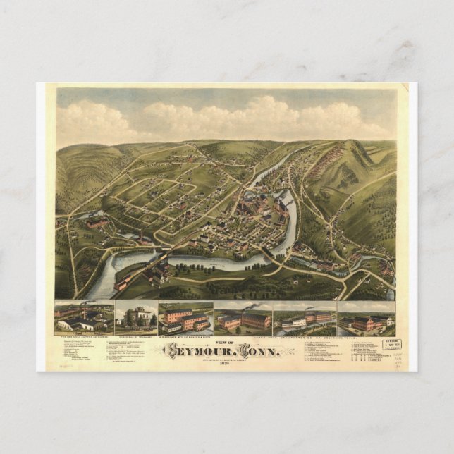 Seymour Connecticut in 1879 Postcard (Front)