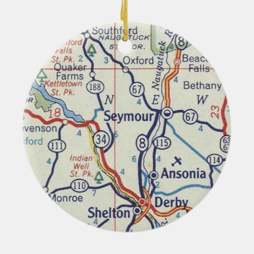 Seymour CT Vintage Map Ceramic Ornament