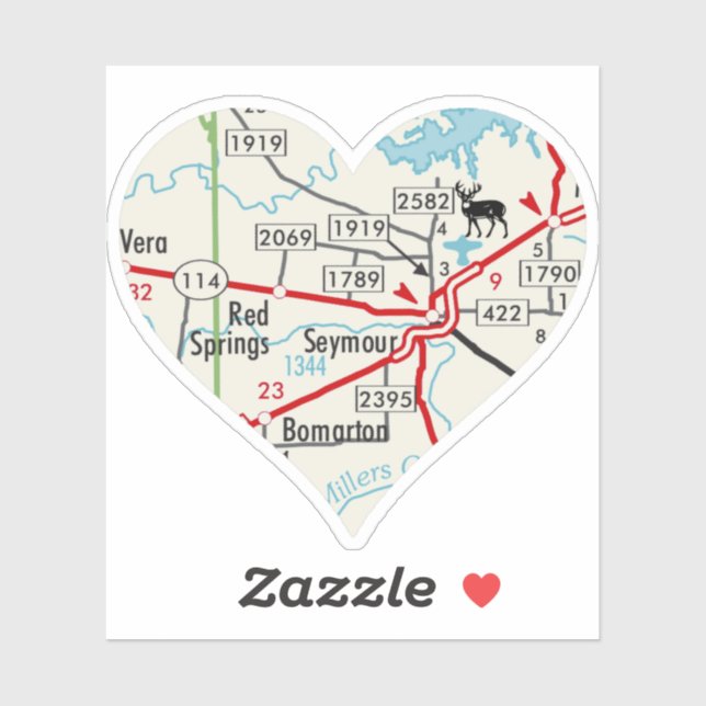 Seymour Texas Map Sticker (Sheet)