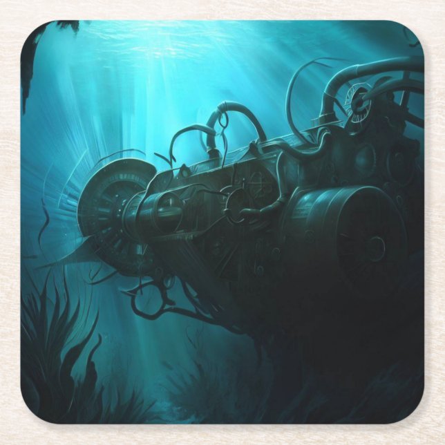 SF - 20,000 Leagues 3 Square Paper Coaster (Front)