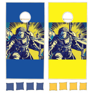 SF Anime Hero - Woodcut (1) Cornhole Set
