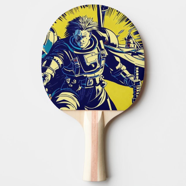 SF Anime Hero - Woodcut (1) Ping Pong Paddle (Front)
