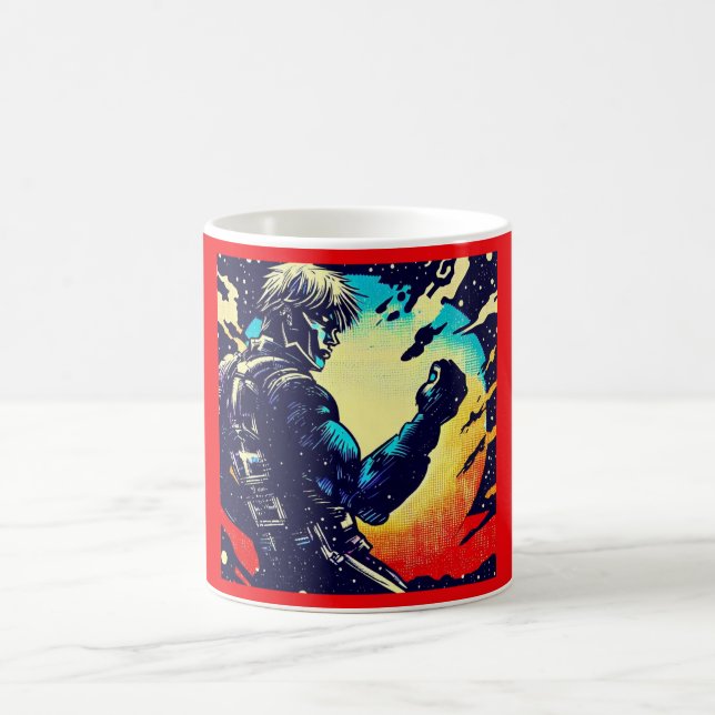 SF - Anime Hero Woodcut 2 Coffee Mug (Center)