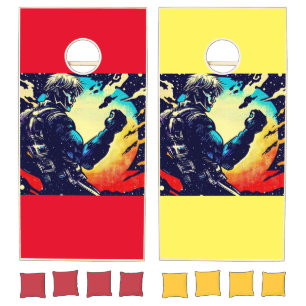 SF Anime Hero - Woodcut (2) Cornhole Set