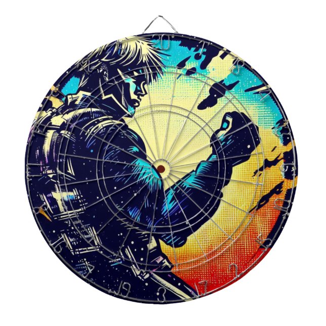 SF Anime Hero - Woodcut (2) Dart Board (Front)