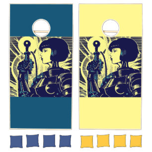 SF Anime Hero - Woodcut (3) Cornhole Set