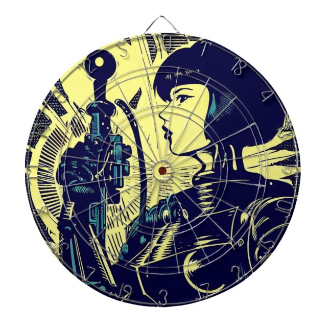 SF Anime Hero - Woodcut (3) Dart Board (Front)