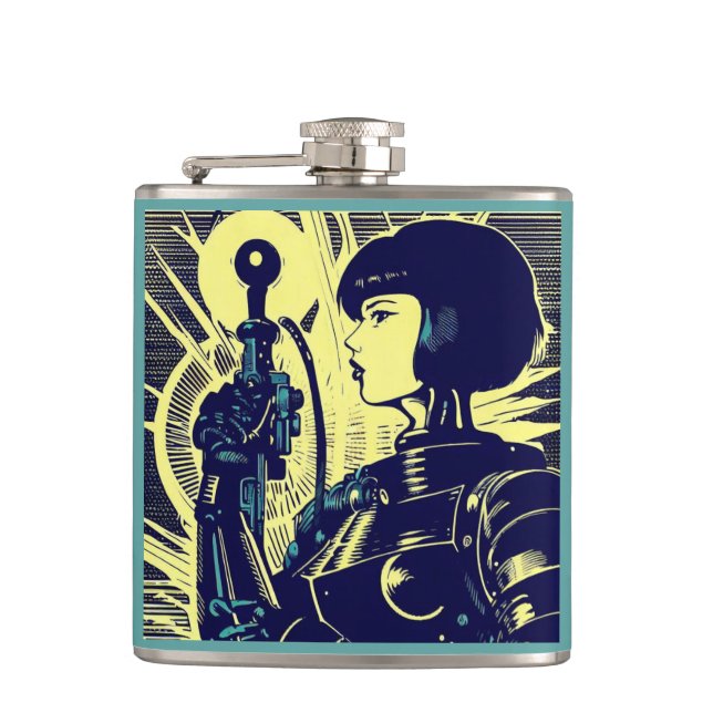 SF - Anime Hero Woodcut 3 Flask (Front)