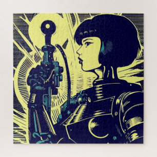 SF Anime Hero - Woodcut (3) Jigsaw Puzzle