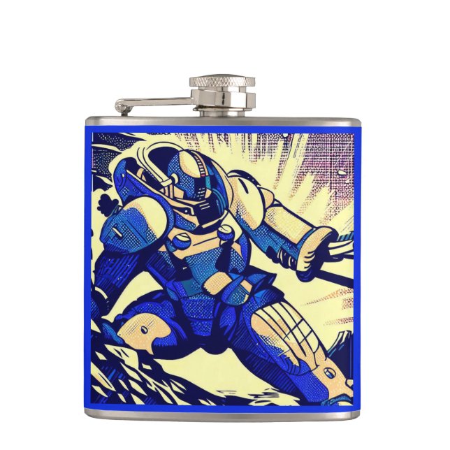 SF - Anime Hero Woodcut 4 Flask (Front)