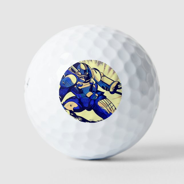 SF Anime Hero - Woodcut (4) Golf Balls (Front)