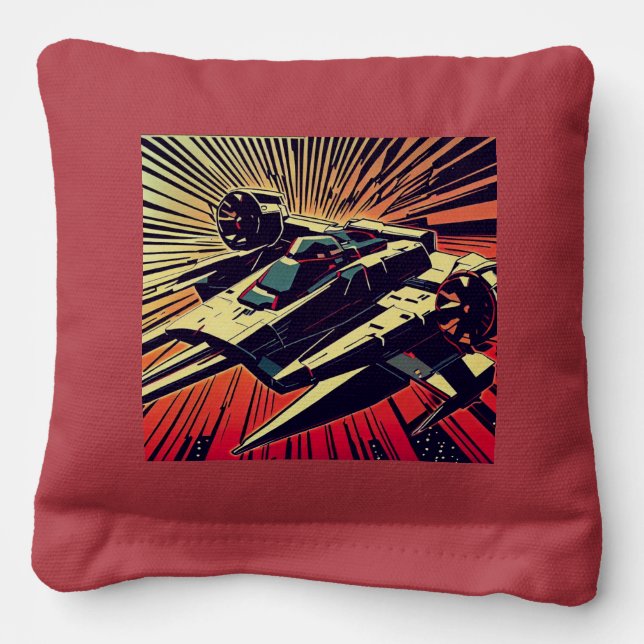 SF Anime Starfighter - Woodcut (1) Cornhole Bags (Front)