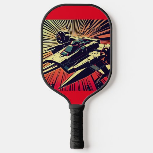 SF Anime Starfighter _ Woodcut 1 Pickleball Paddle