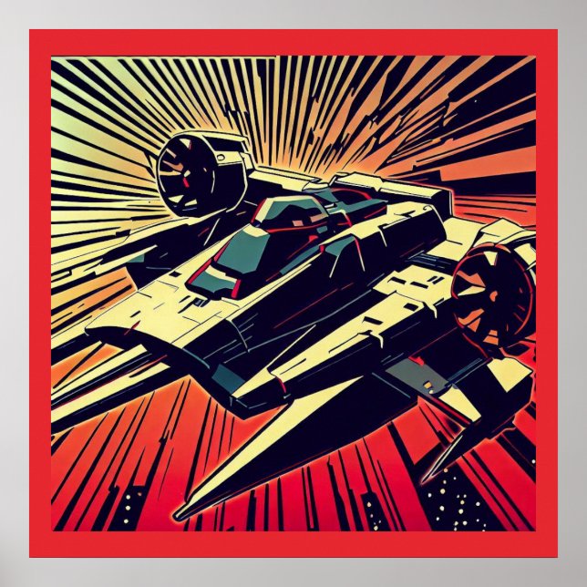 SF - Anime Starfighter Woodcut 1 Poster (Front)