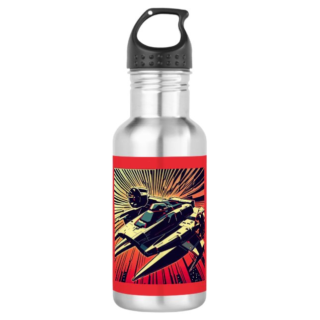 SF - Anime Starfighter Woodcut 1 Stainless Steel Water Bottle (Front)