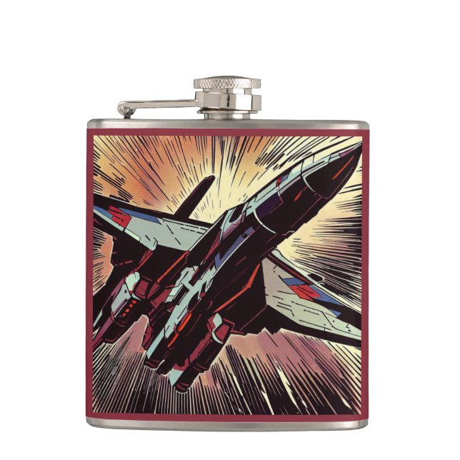SF - Anime Starfighter Woodcut 2 Flask (Front)