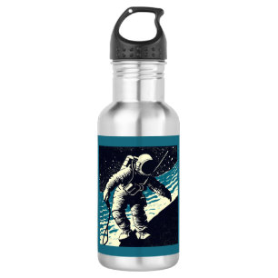 SF - Astronaut on Spacewalk Woodcut 2 Stainless Steel Water Bottle