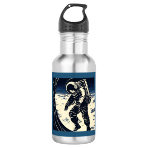 SF - Astronaut on Spacewalk Woodcut 3 Stainless Steel Water Bottle